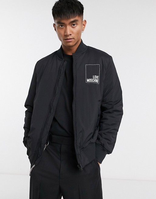 Love Moschino padded bomber jacket in black