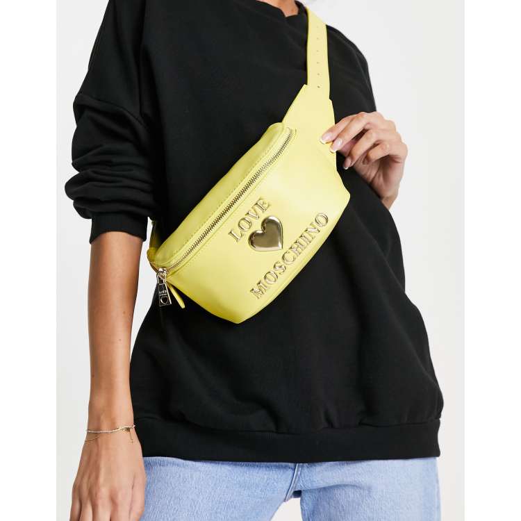 Love Moschino padded bum bag in yellow ASOS