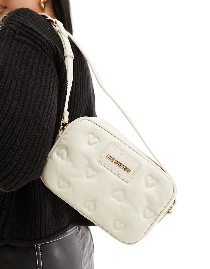 Love Moschino padded crossbody bag in camel-Brown