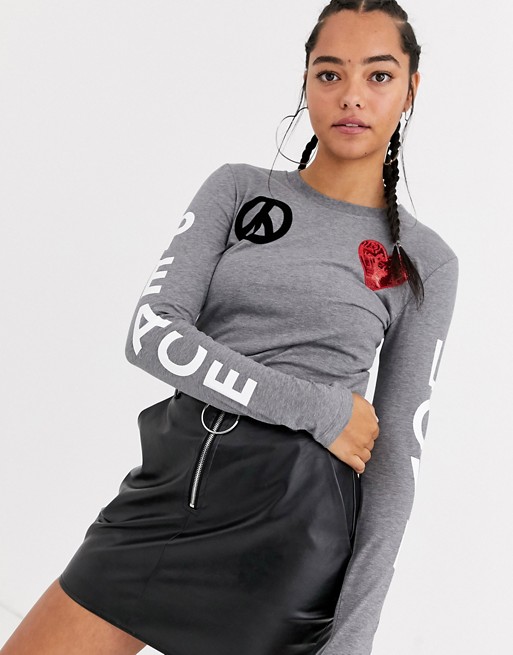 Love Moschino peace and love long sleeved t-shirt