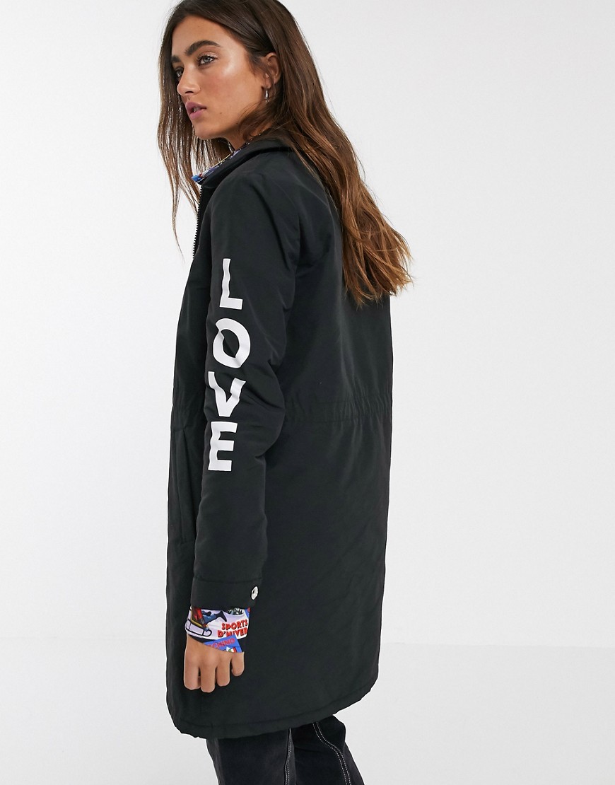 Love Moschino peace and love swing coat-Black
