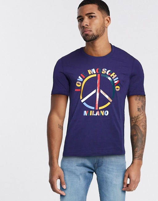 Love Moschino peace logo print t-shirt