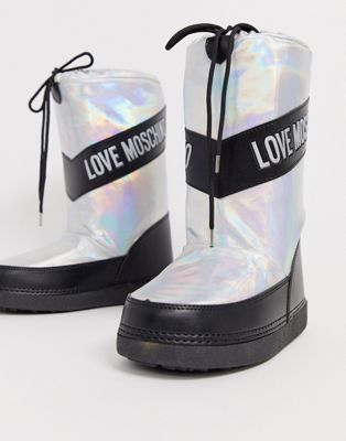 love moschino peace logo snow boots