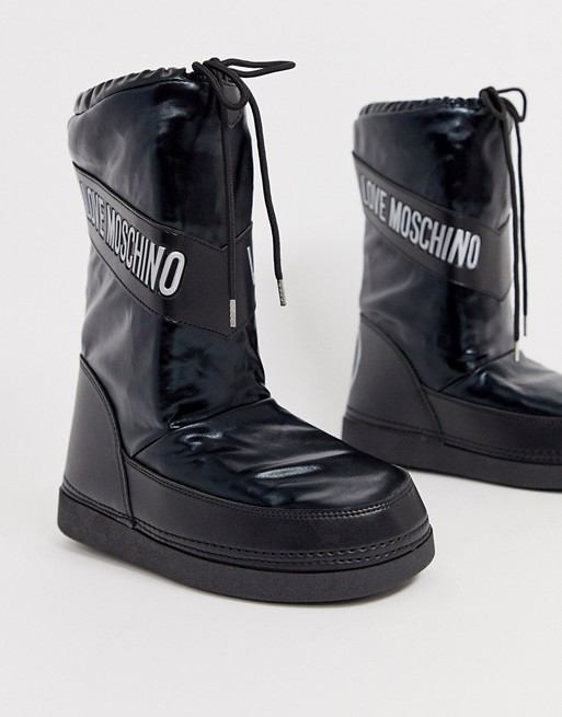 Love Moschino peace logo snow boots