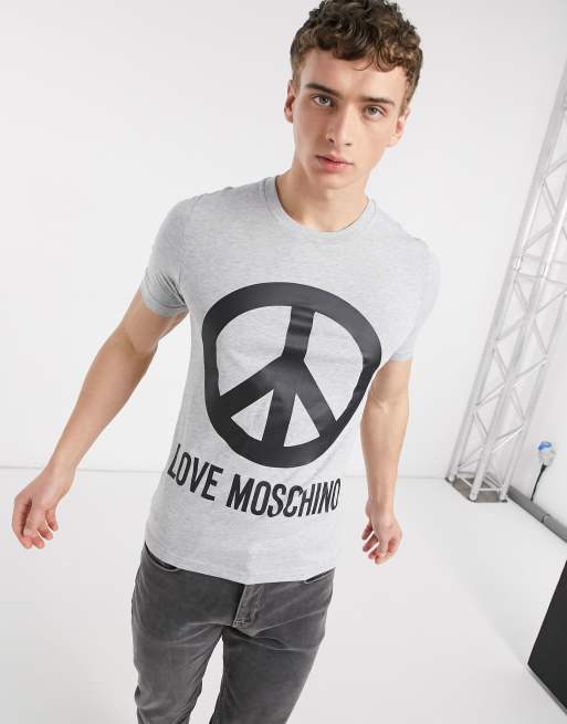 Love Moschino peace logo t shirt in grey ASOS