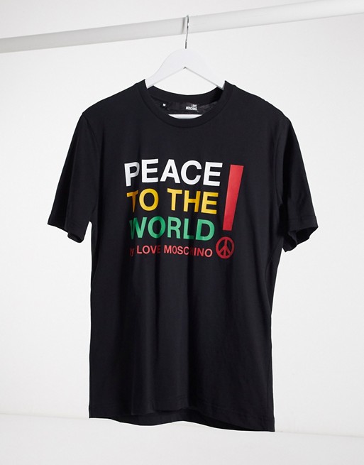 Love Moschino peace slogan t-shirt