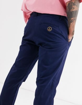 Love Moschino peace slim chinos Blue