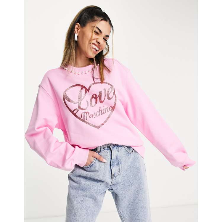 Love Moschino Women's Pink Sweatshirt 38 IT at FORZIERI