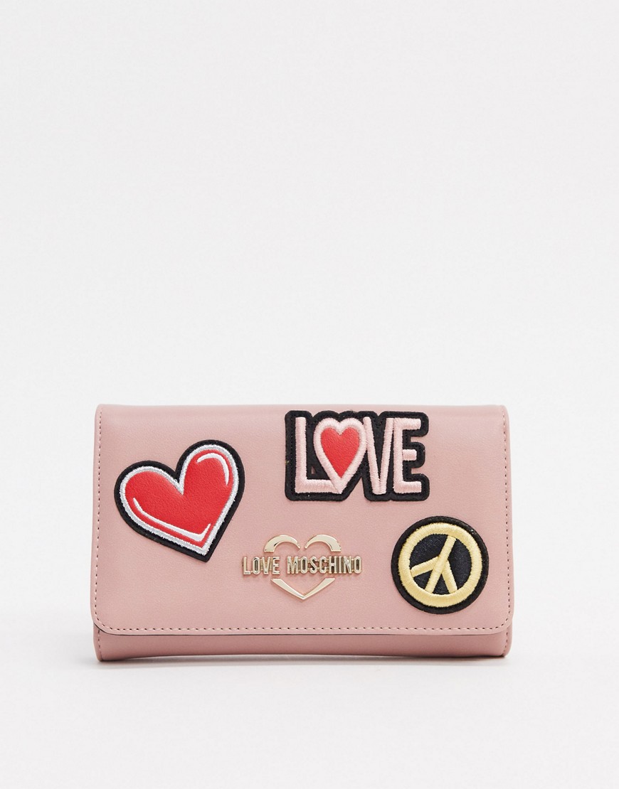 Love Moschino - pink pung med lapper og kædestrop