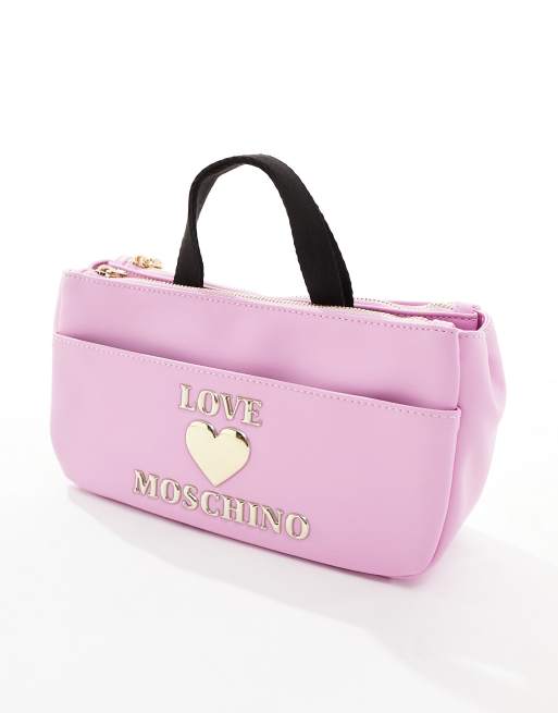 Love Moschino - Pink taske med logo og hank foroven, 2 af 4