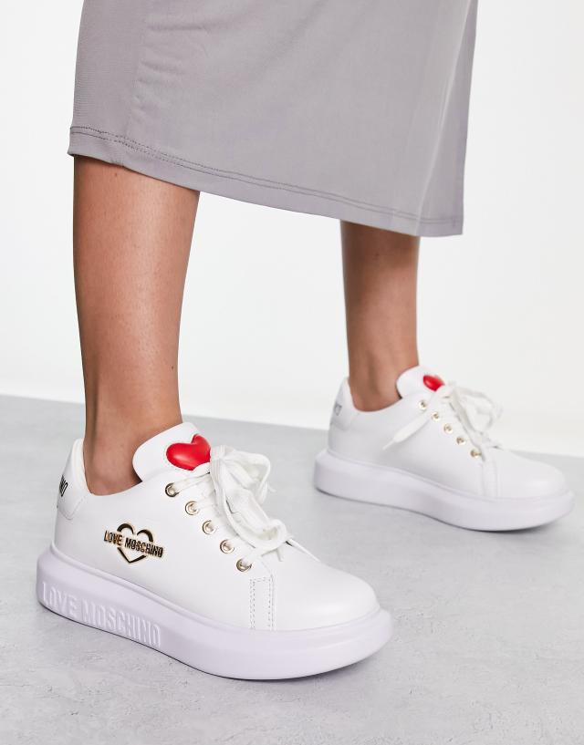 Love Moschino platform sneakers with heart motif in white