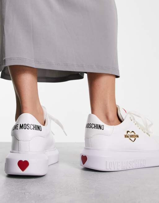 Love Moschino platform sneakers with heart motif in white