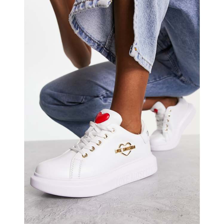 Love Moschino platform sneakers with heart motif in white