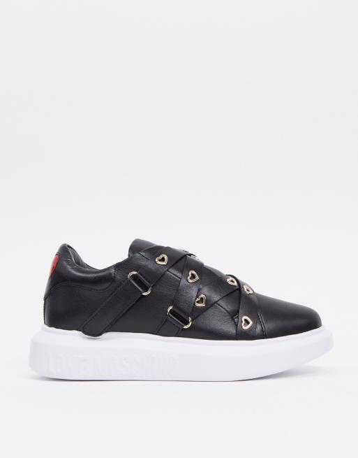 love moschino embellished trainer in black