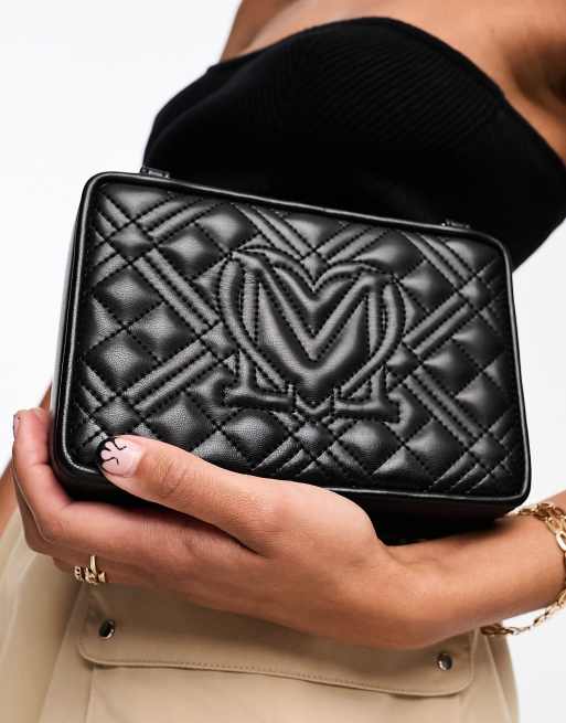 Love Moschino - Pochette carrée matelassée avec bride chaîne - Noir, 3 de 4