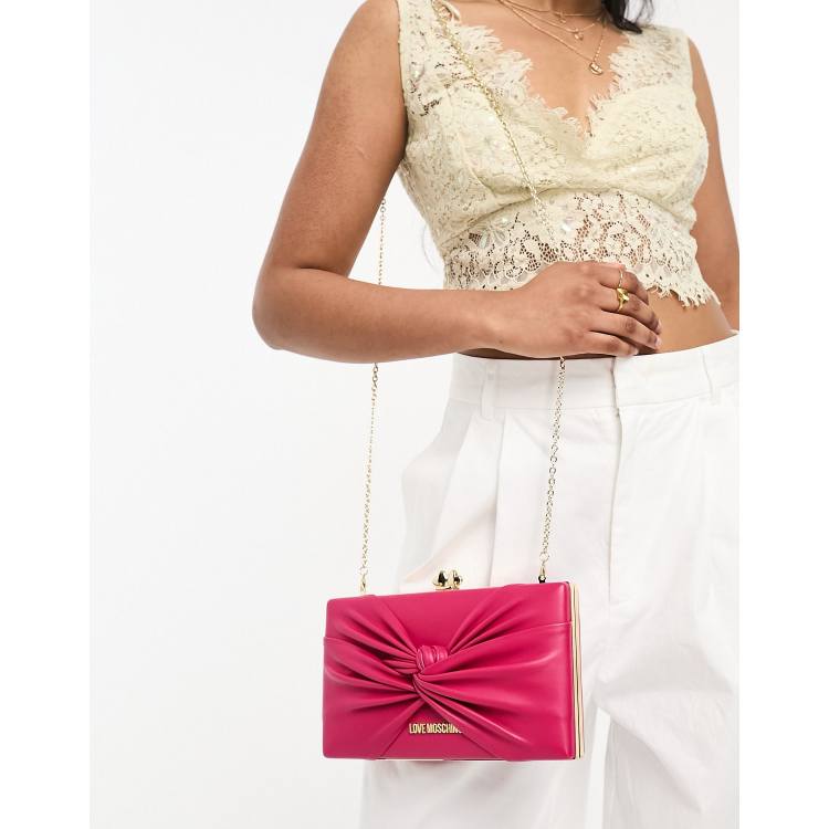 Love Moschino Pochette squadrata rosa acceso con dettaglio annodato ASOS
