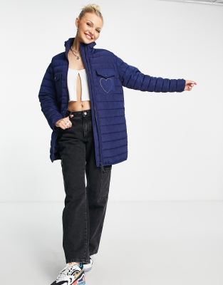 Love Moschino Love Moschino pocket heart logo padded jacket in blue