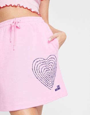 Love Moschino poetry heart logo jersey skirt in pink