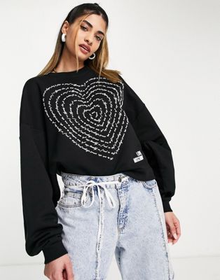 Love Moschino poetry heart logo sweatshirt in black