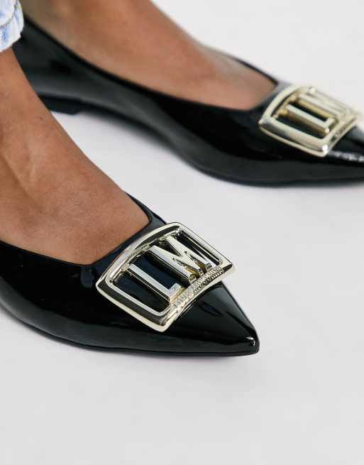 Black and clearance gold flat shoes