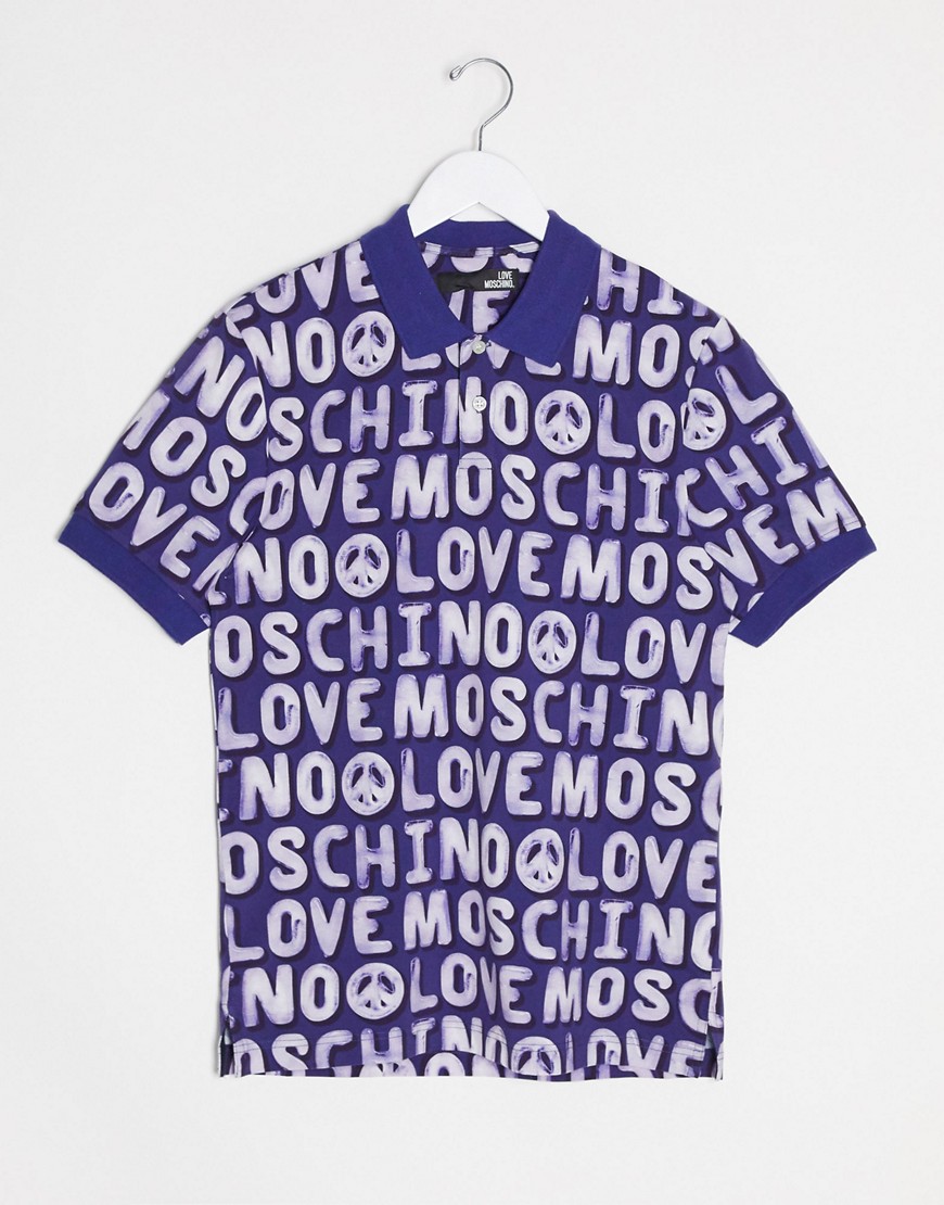 Love Moschino - Polo con logo-Blu