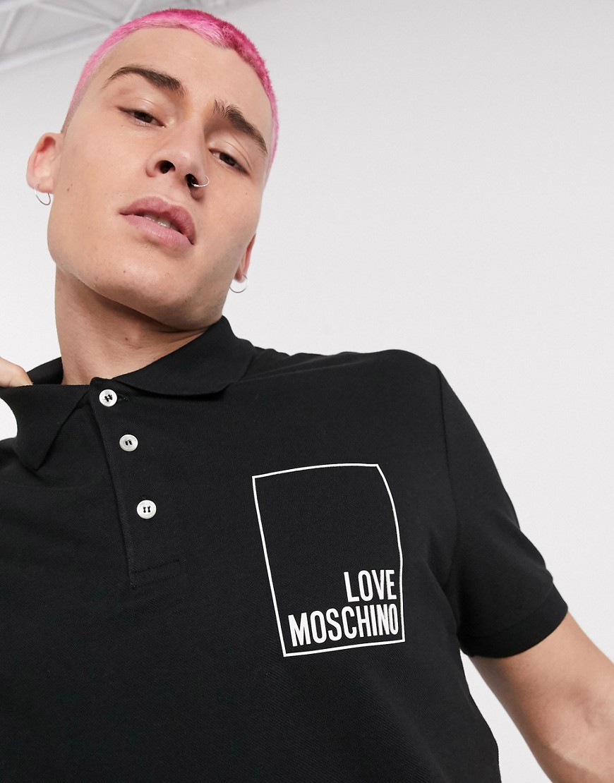 Love Moschino - Polo nera con logo-Nero