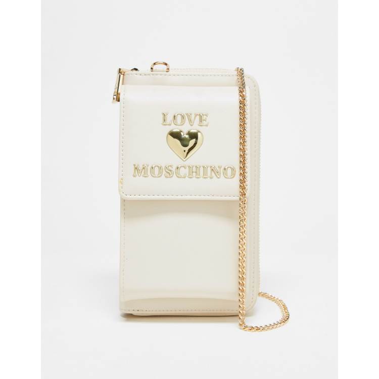 Love Moschino Portafoglio bianco sporco con catenina ASOS