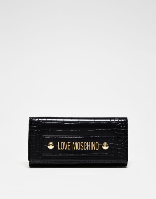 Love Moschino - Porte-monnaie à rabat - Noir croco