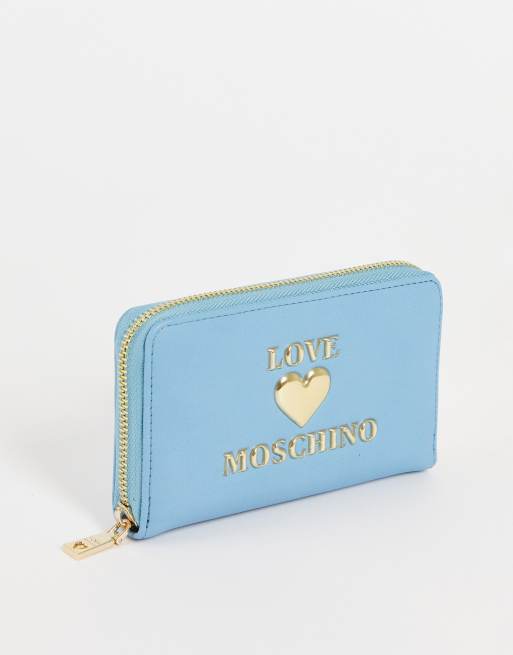 Love Moschino - Porte-monnaie avec logo cœur - Bleu clair