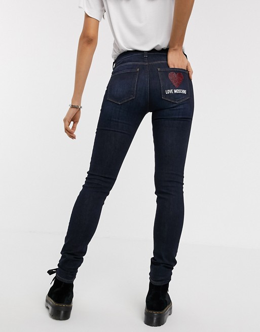 Love Moschino print logo skinny jeans