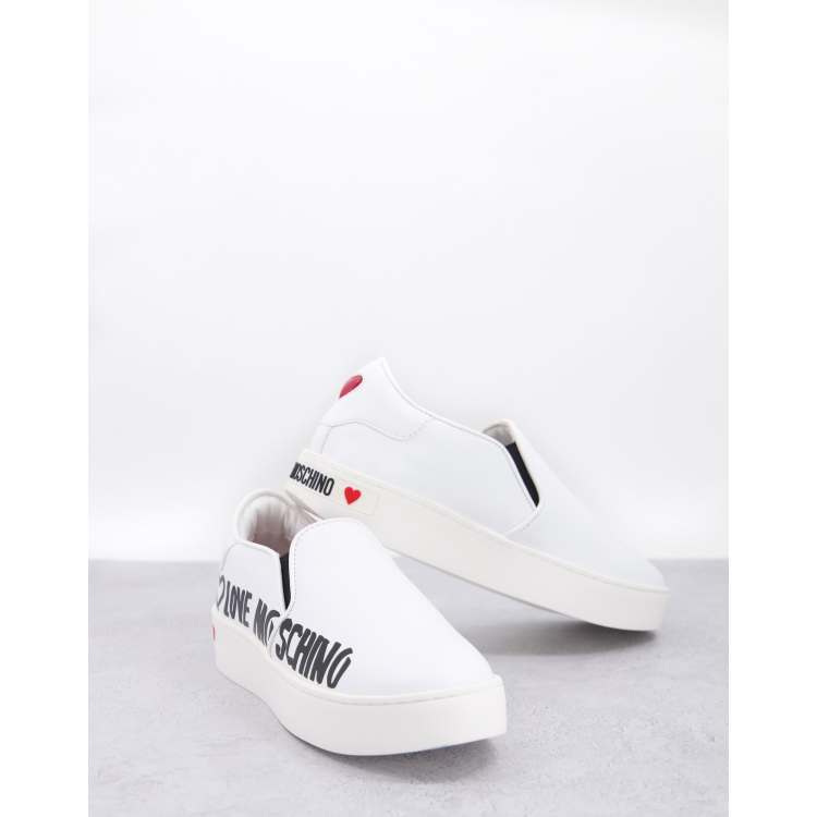 Love Moschino pull on sneakers in white | ASOS