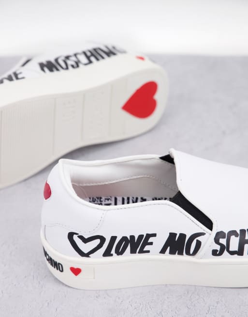 Love Moschino pull on sneakers in white | ASOS