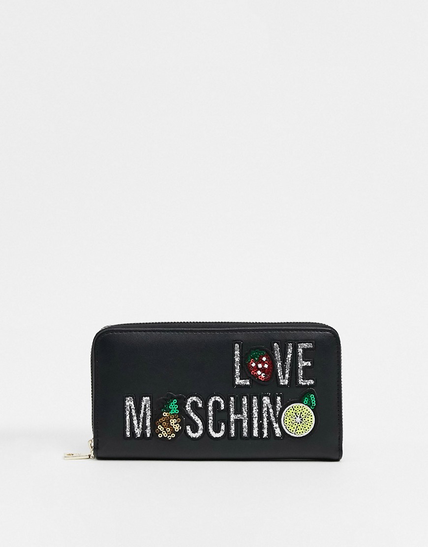 Love Moschino Purse With Fruit Logo In Black