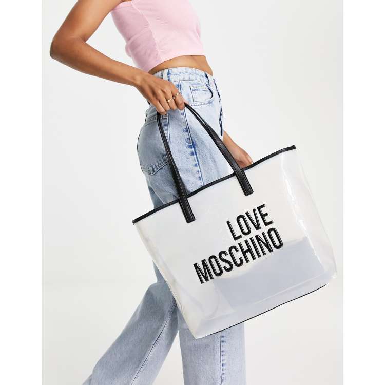 LOVE MOSCHINO Logo Lettering Off White Tote Bag - Womens from PILOT UK