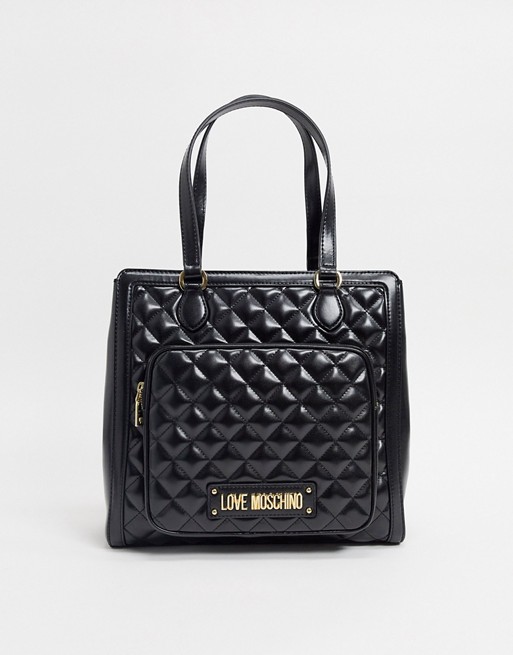 Love Moschino quiled tote bag in black