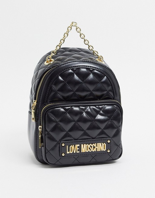 Love Moschino quilted backpack with chain in black