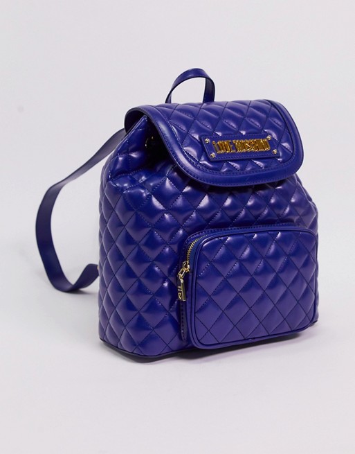 Love Moschino quilted backpack with front pocket in navy