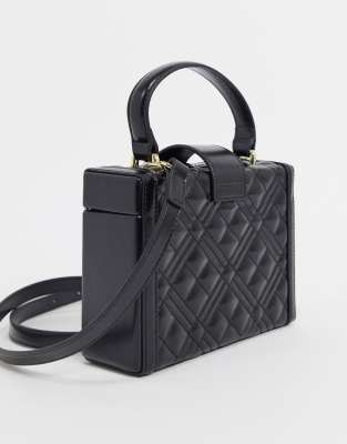 black quilted love moschino bag