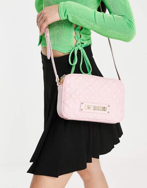 Love Moschino quilted boxy crossbody bag in pink ASOS