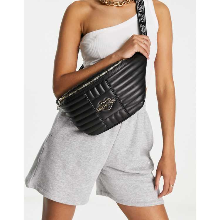 Love Moschino quilted bum bag in black ASOS