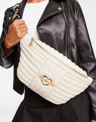Love Moschino quilted bum bag in ivory