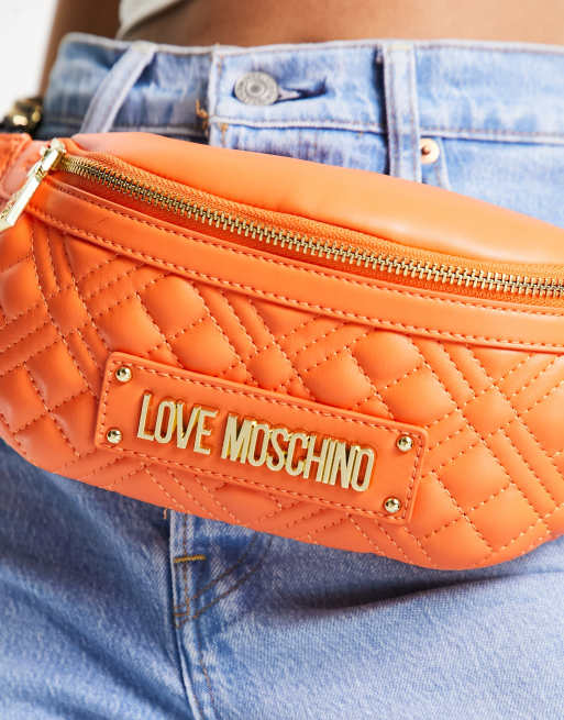 Love Moschino quilted bum bag in orange ASOS