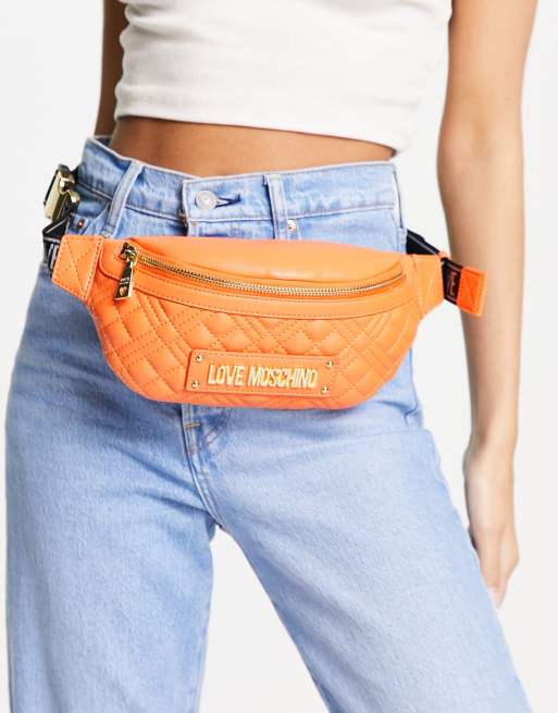 Love Moschino quilted bumbag in orange