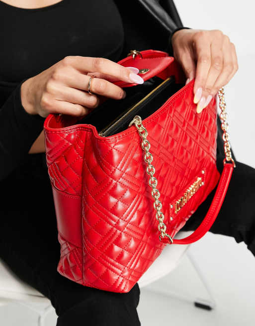 Love Moschino quilted chain shoulder bag in red