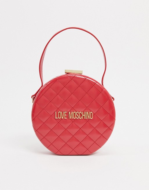 Love Moschino quilted citcle bag in red]