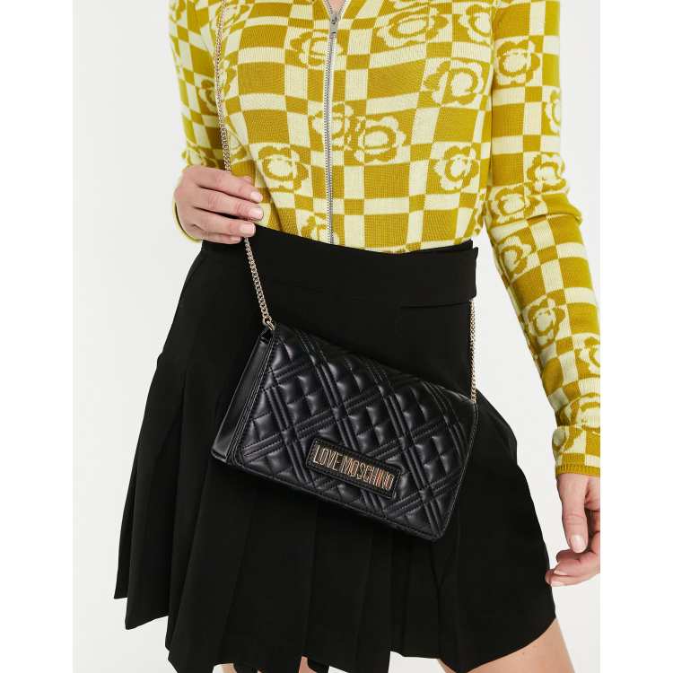 Love Moschino quilted cross body bag in black ASOS