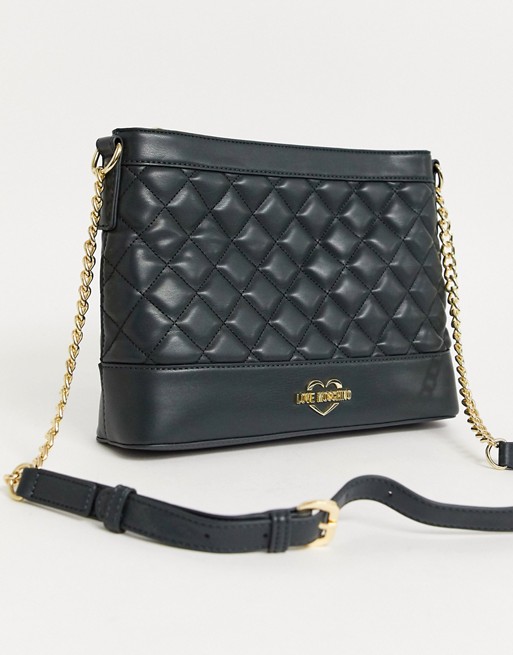 Love Moschino quilted cross body bag in dark green