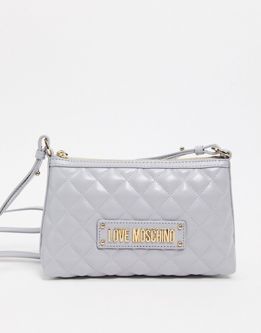 Love Moschino quilted cross body bag in grey