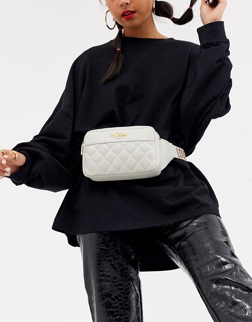 Love Moschino quilted cross body bag in ivory