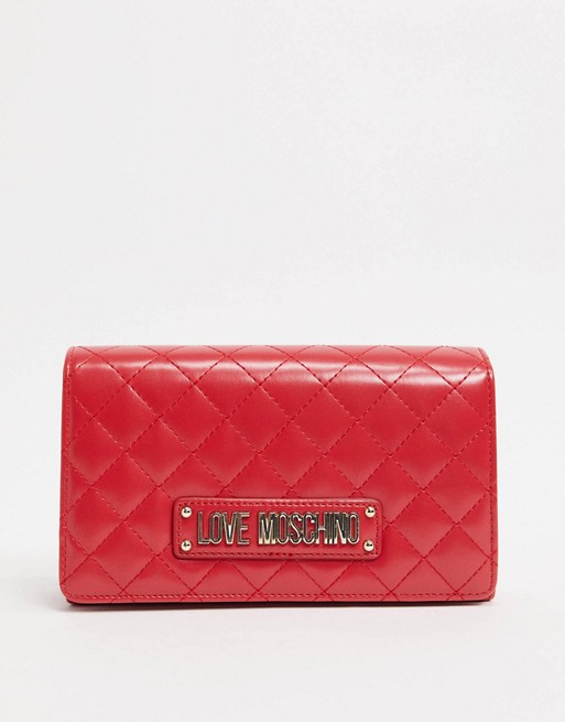 Love Moschino quilted cross body bag with chain strap in red